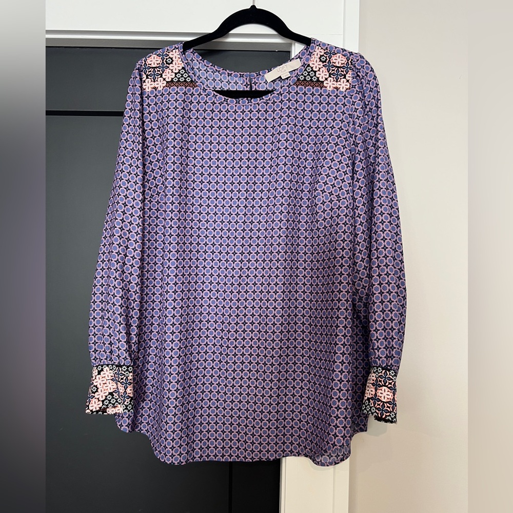 LOFT Plus, Purple Geometric Women's Top